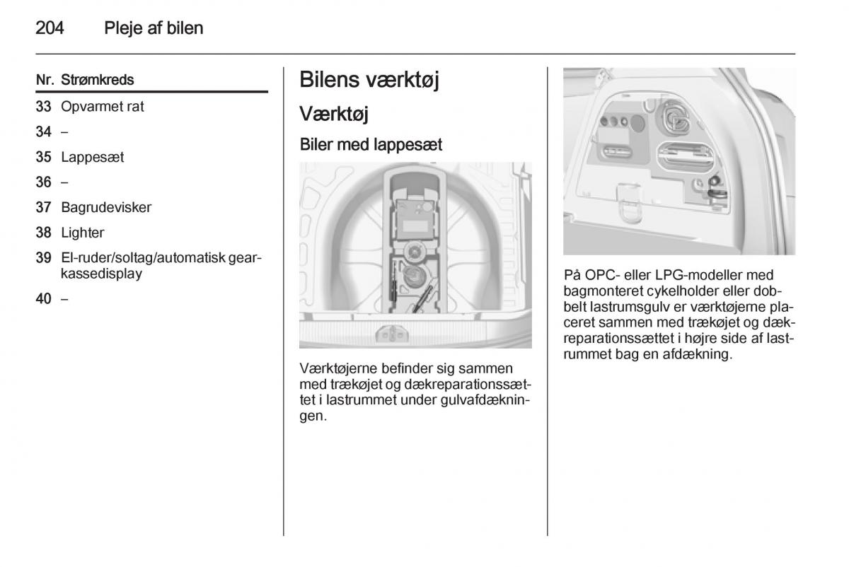 Opel Corsa D Bilens instruktionsbog / page 206