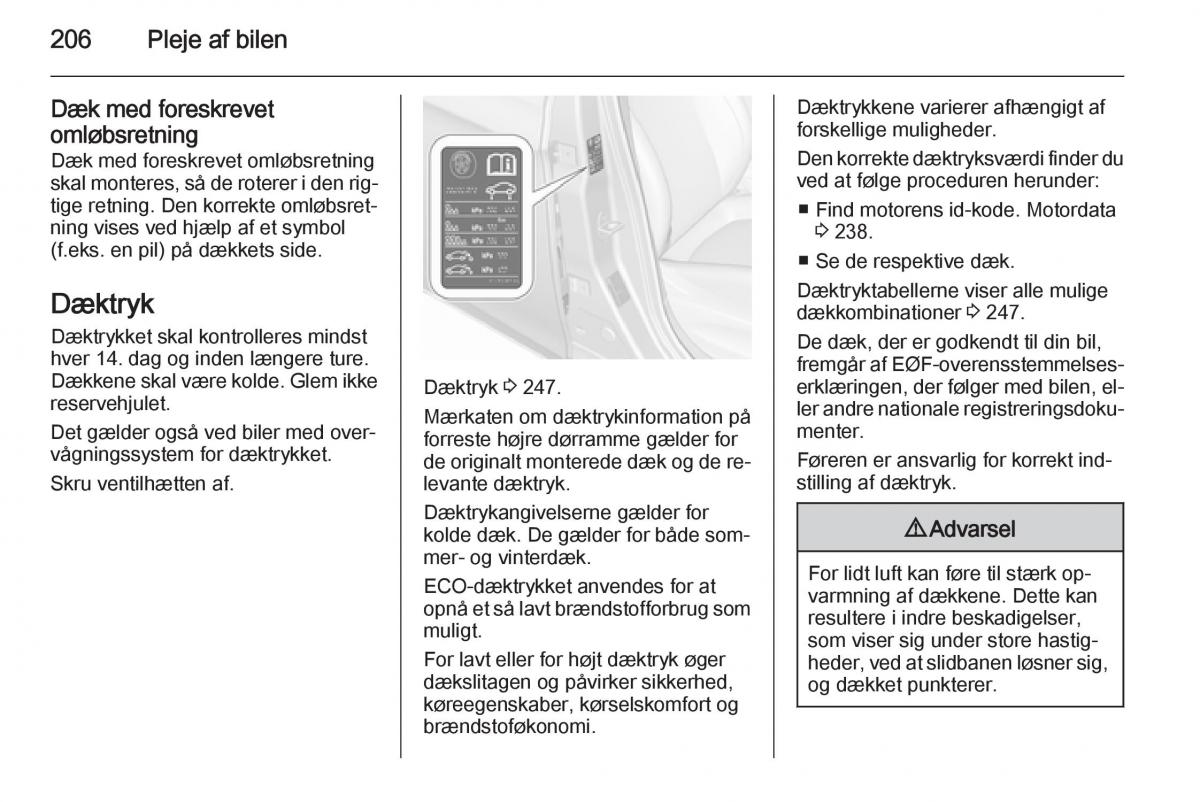 Opel Corsa D Bilens instruktionsbog / page 208