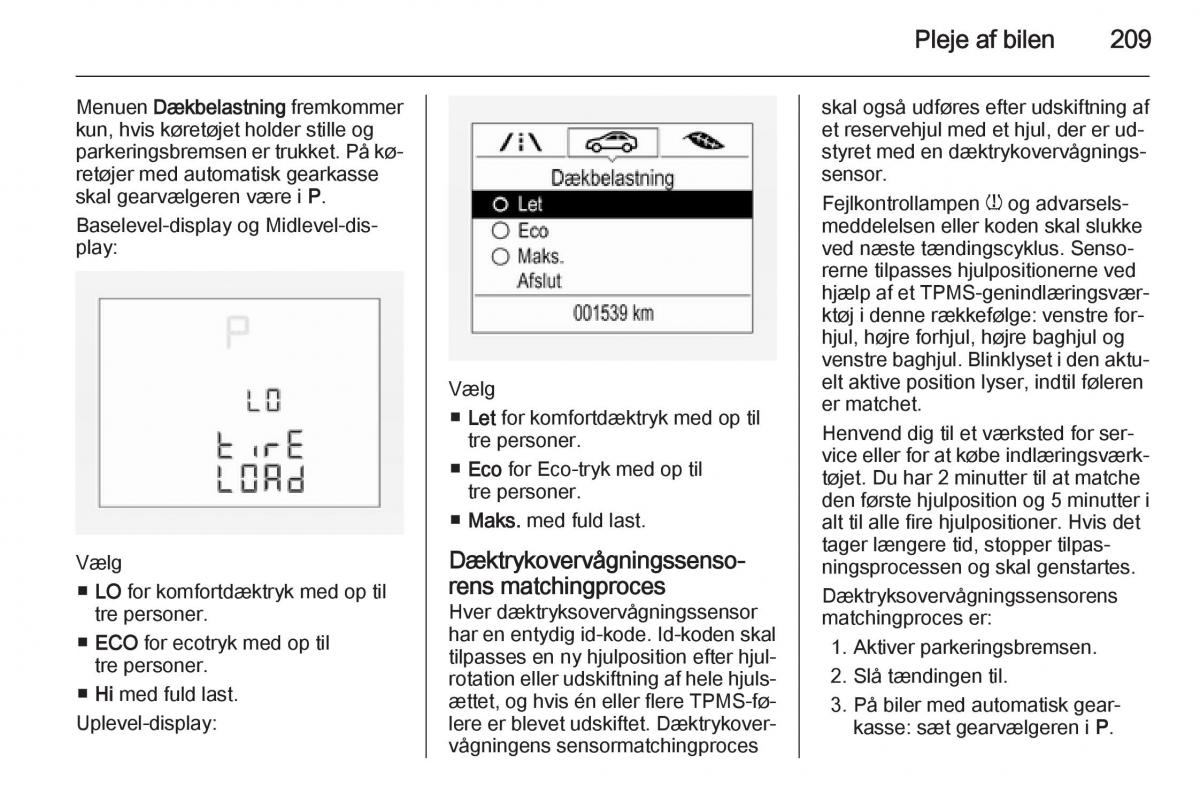 Opel Corsa D Bilens instruktionsbog / page 211