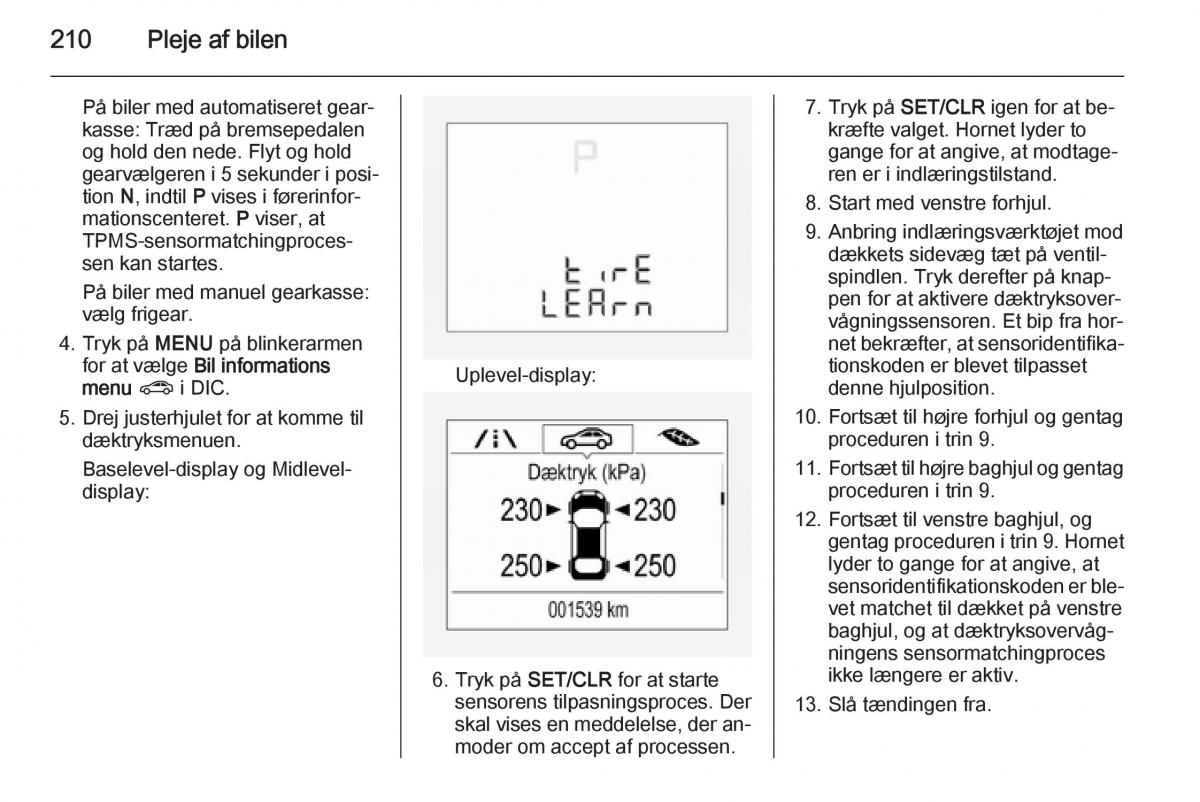 Opel Corsa D Bilens instruktionsbog / page 212