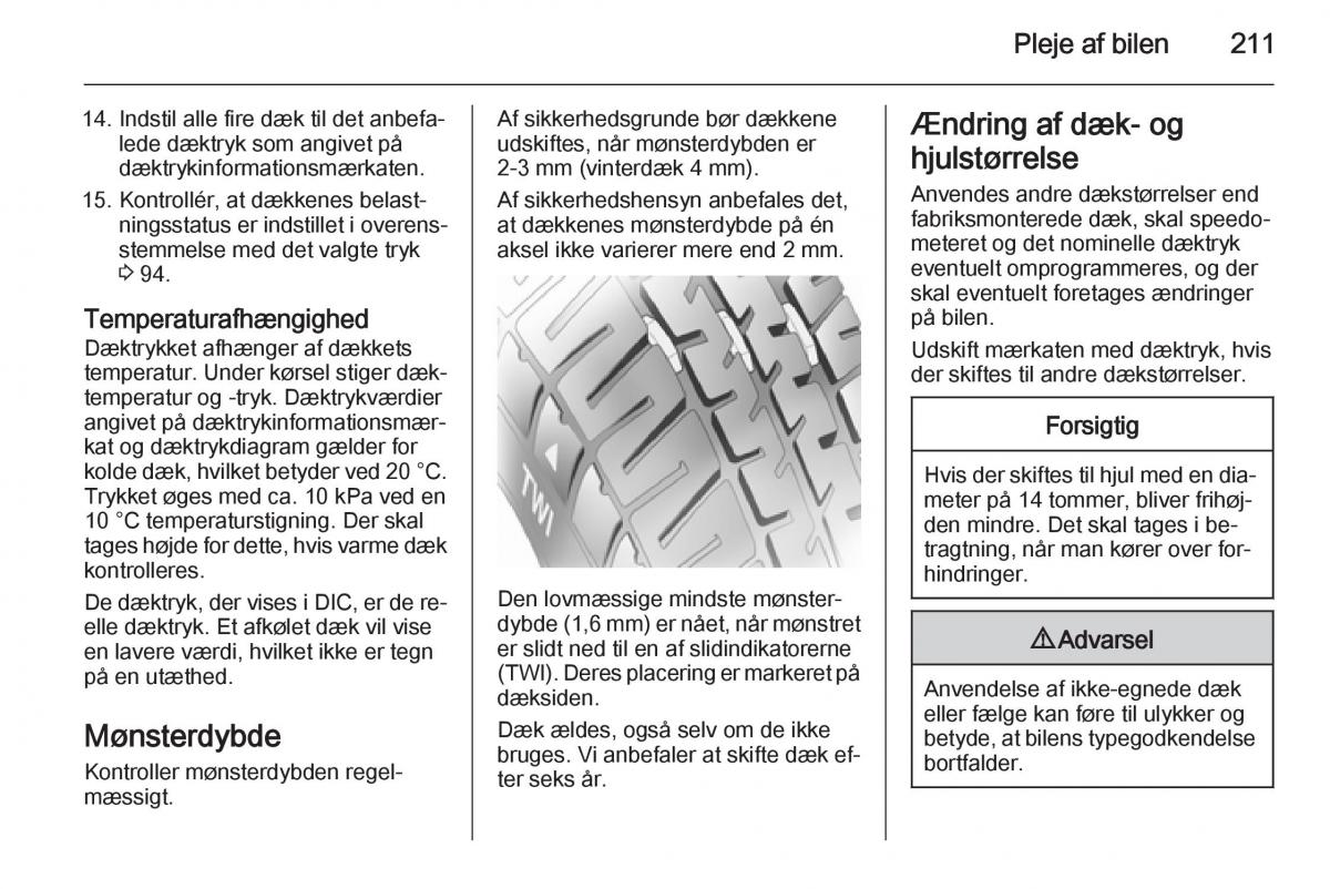 Opel Corsa D Bilens instruktionsbog / page 213