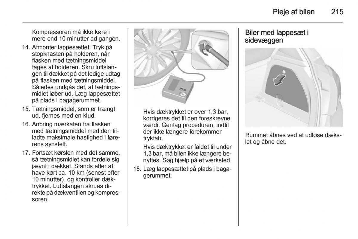 Opel Corsa D Bilens instruktionsbog / page 217