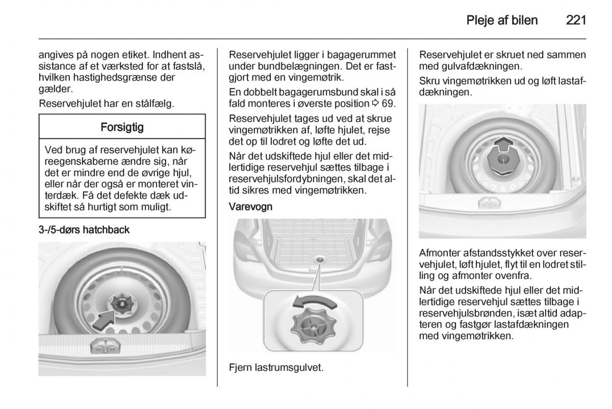 Opel Corsa D Bilens instruktionsbog / page 223