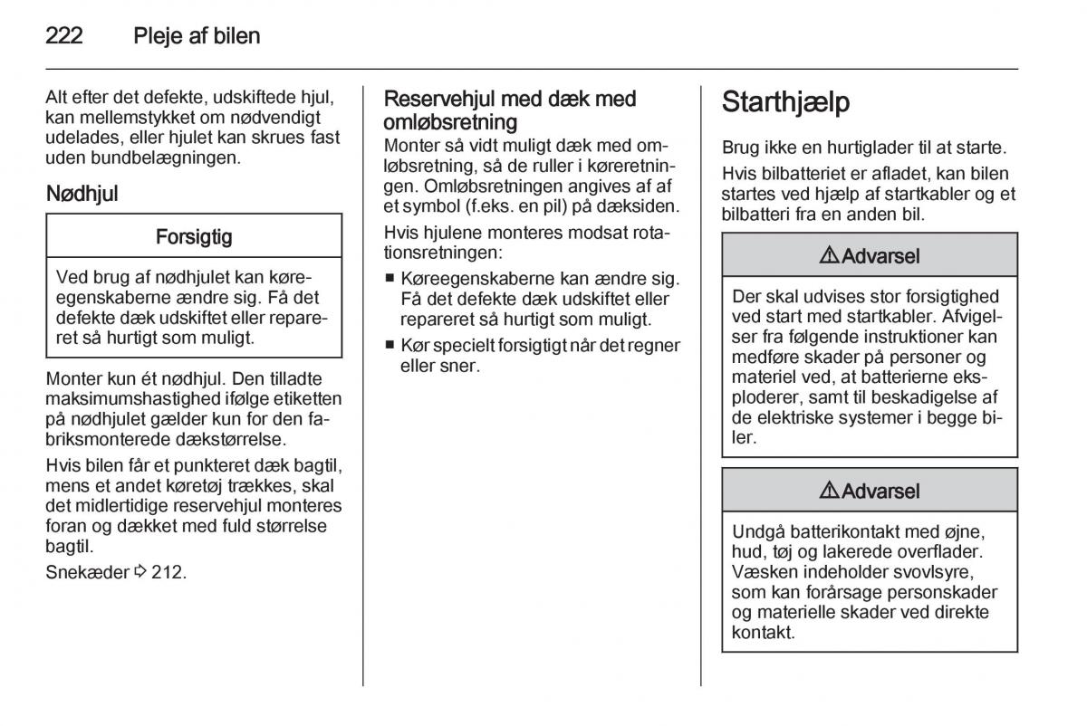 Opel Corsa D Bilens instruktionsbog / page 224