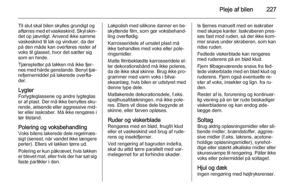 Opel Corsa D Bilens instruktionsbog / page 229