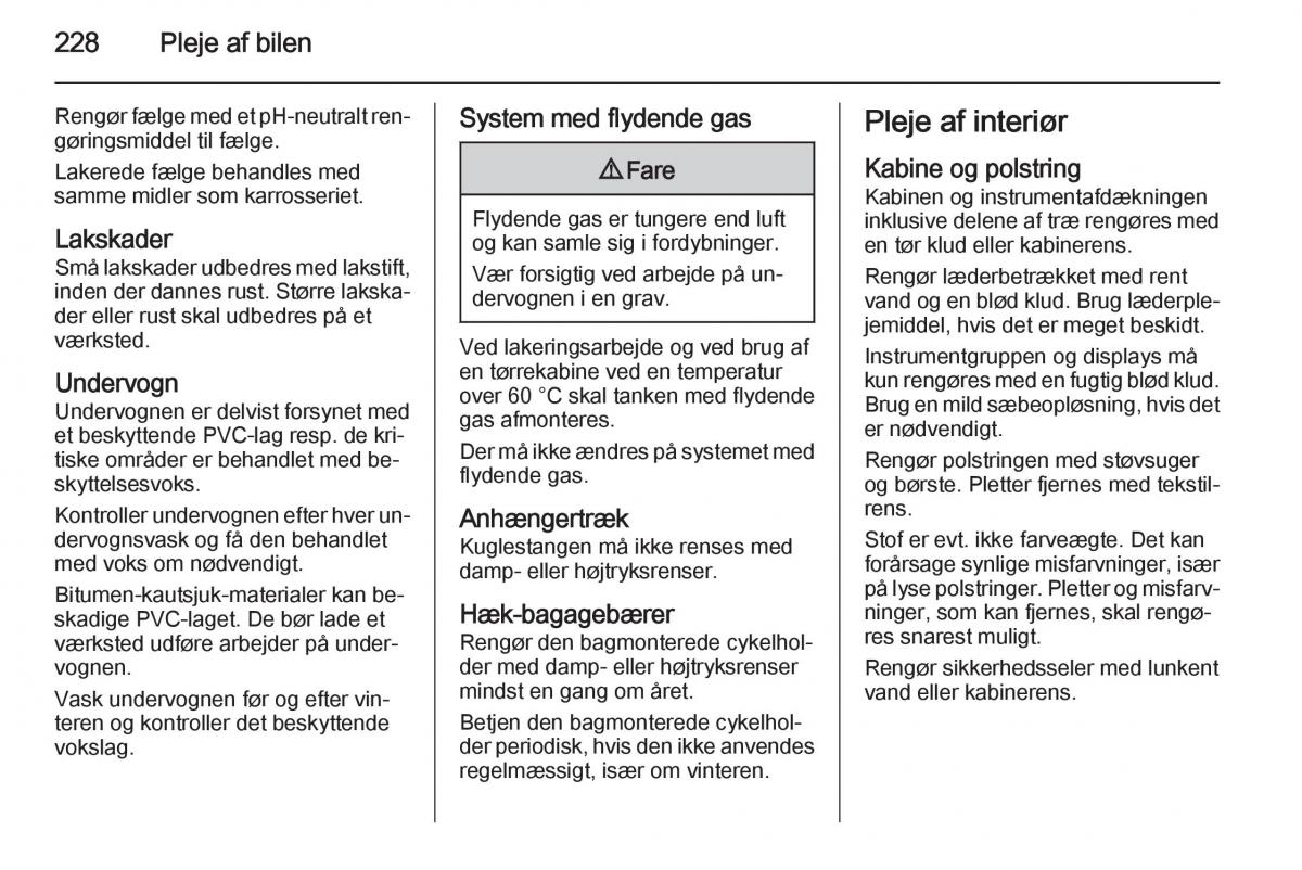 Opel Corsa D Bilens instruktionsbog / page 230