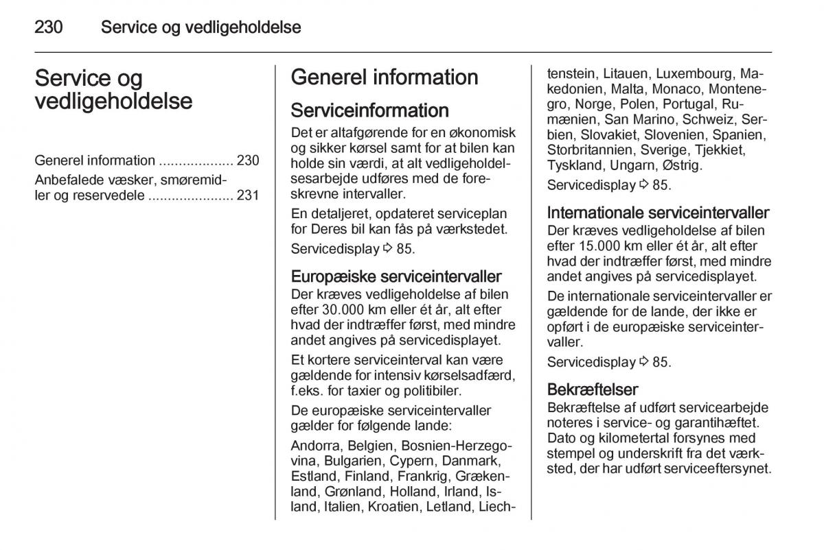 Opel Corsa D Bilens instruktionsbog / page 232