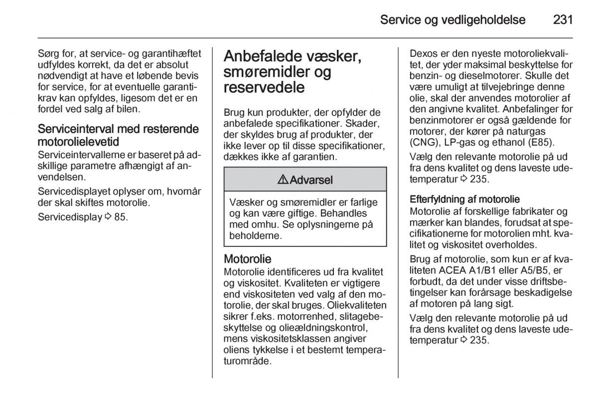 Opel Corsa D Bilens instruktionsbog / page 233