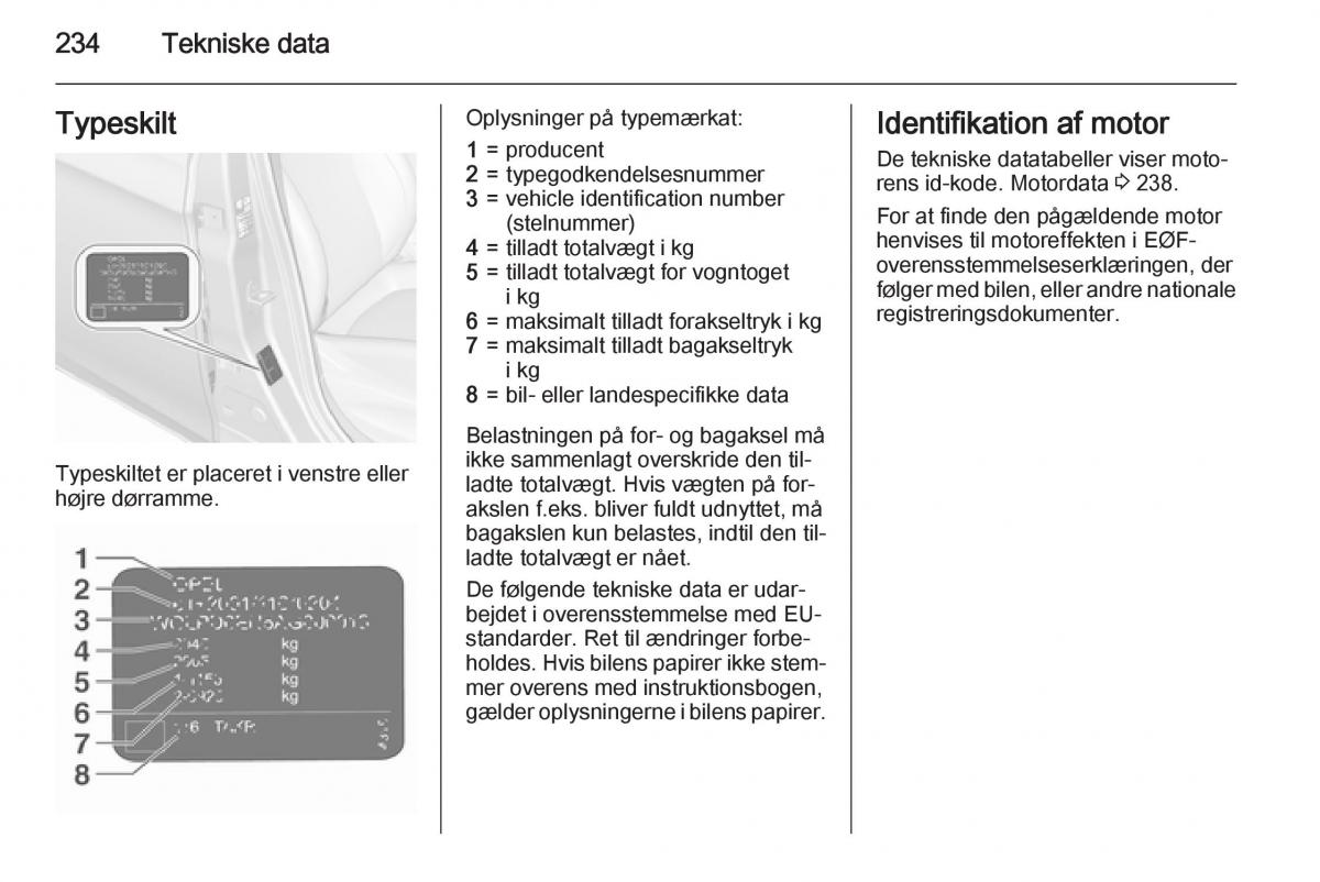 Opel Corsa D Bilens instruktionsbog / page 236