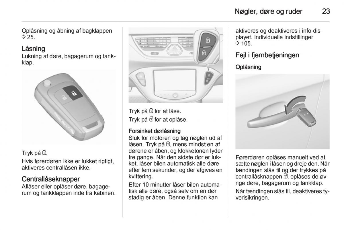 Opel Corsa D Bilens instruktionsbog / page 25