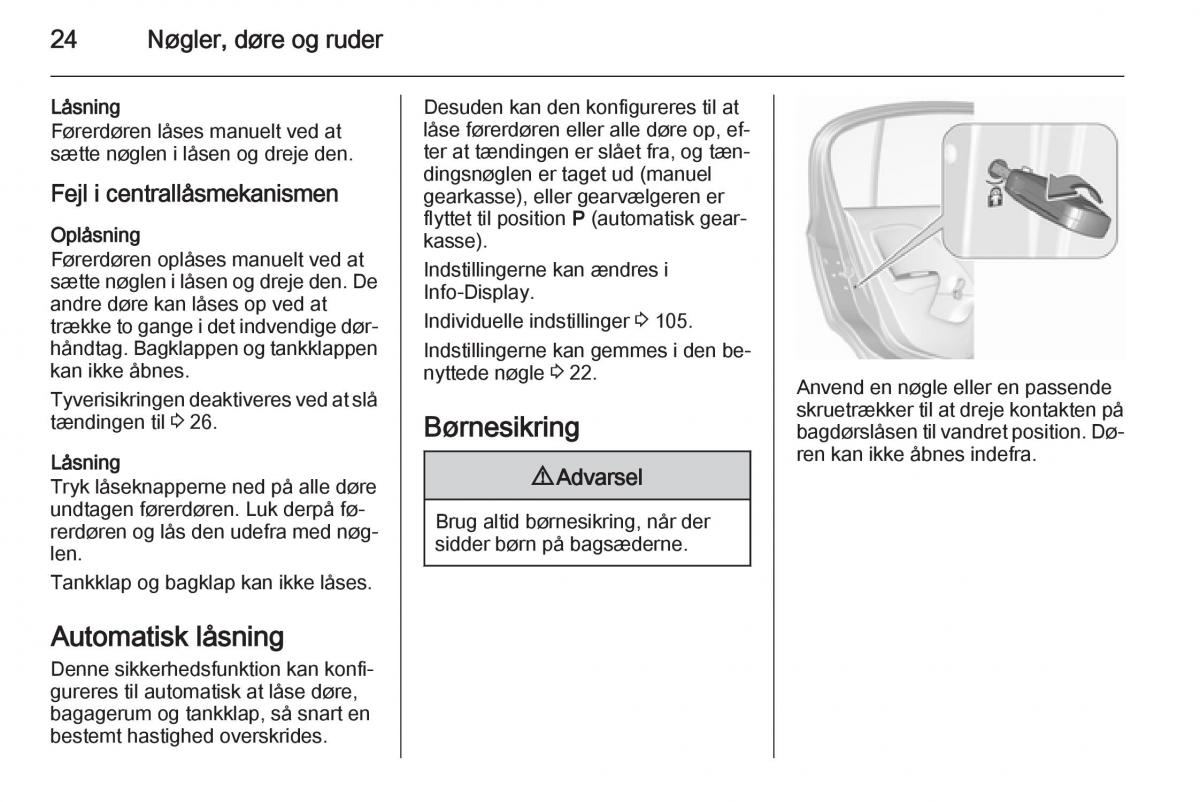 Opel Corsa D Bilens instruktionsbog / page 26