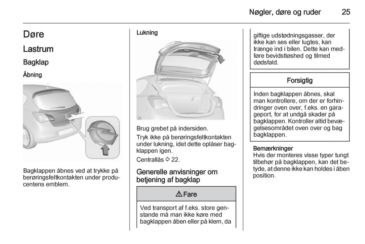 Opel Corsa D Bilens instruktionsbog / page 27