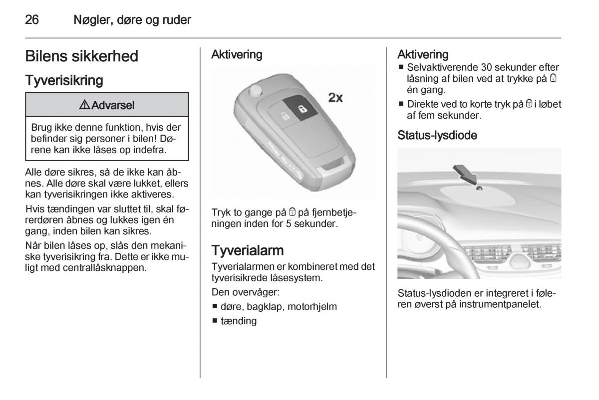 Opel Corsa D Bilens instruktionsbog / page 28