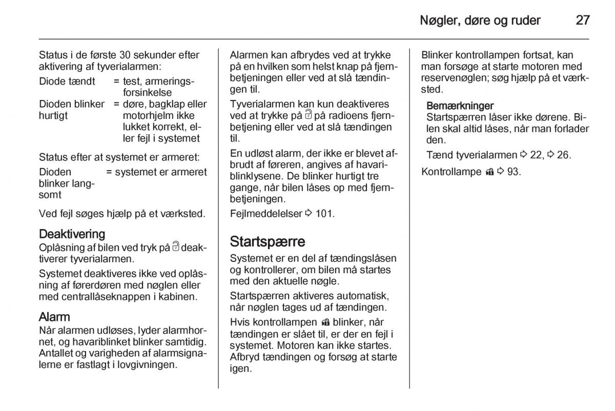 Opel Corsa D Bilens instruktionsbog / page 29