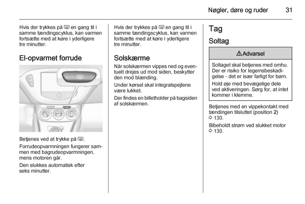 Opel Corsa D Bilens instruktionsbog / page 33