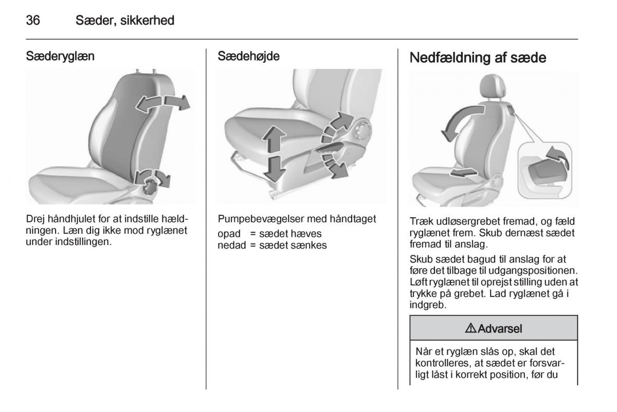 Opel Corsa D Bilens instruktionsbog / page 38