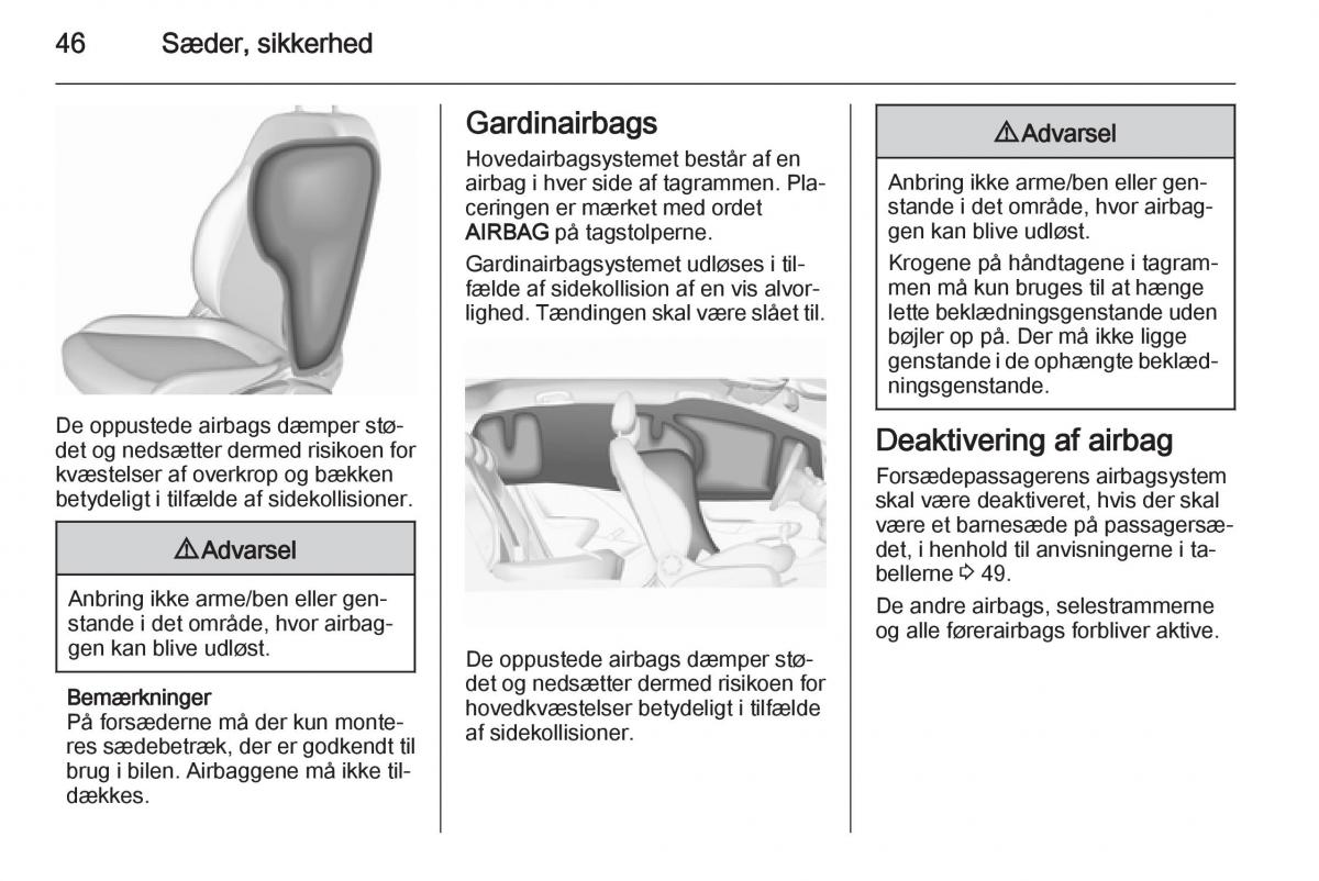 Opel Corsa D Bilens instruktionsbog / page 48