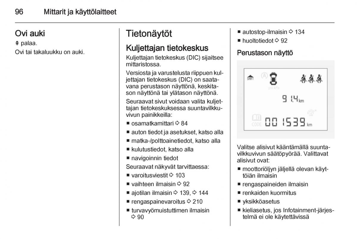 Opel Corsa D omistajan kasikirja / page 98