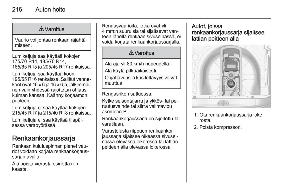 Opel Corsa D omistajan kasikirja / page 218