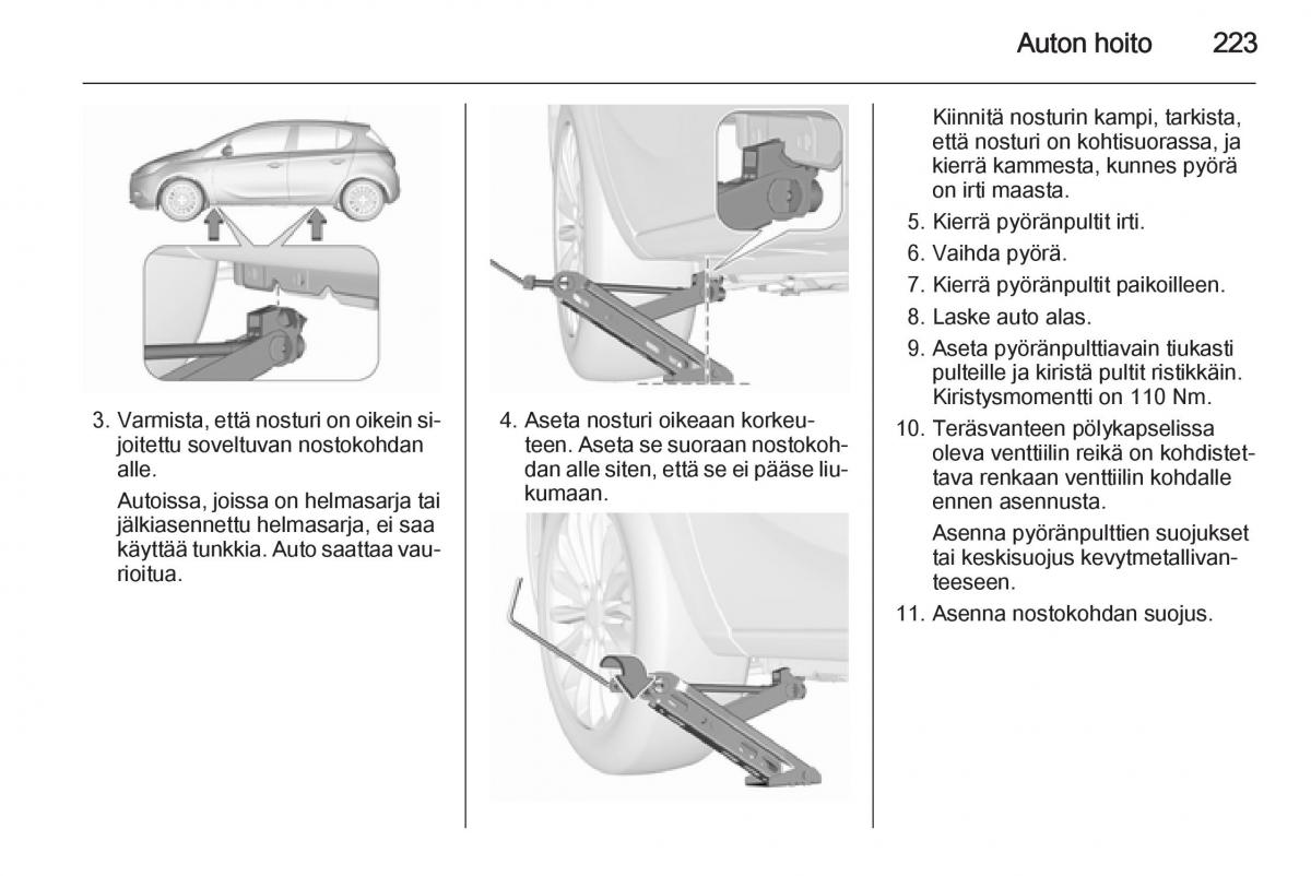 Opel Corsa D omistajan kasikirja / page 225