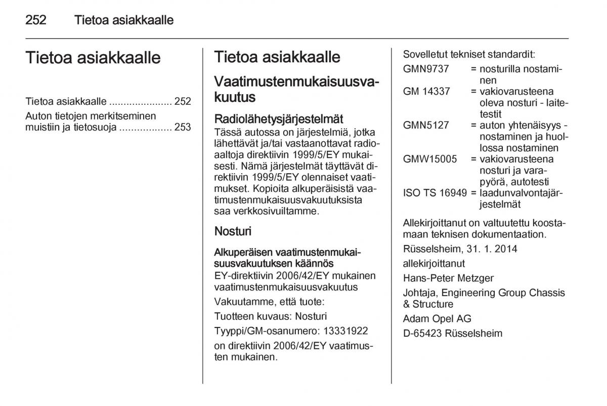 Opel Corsa D omistajan kasikirja / page 254