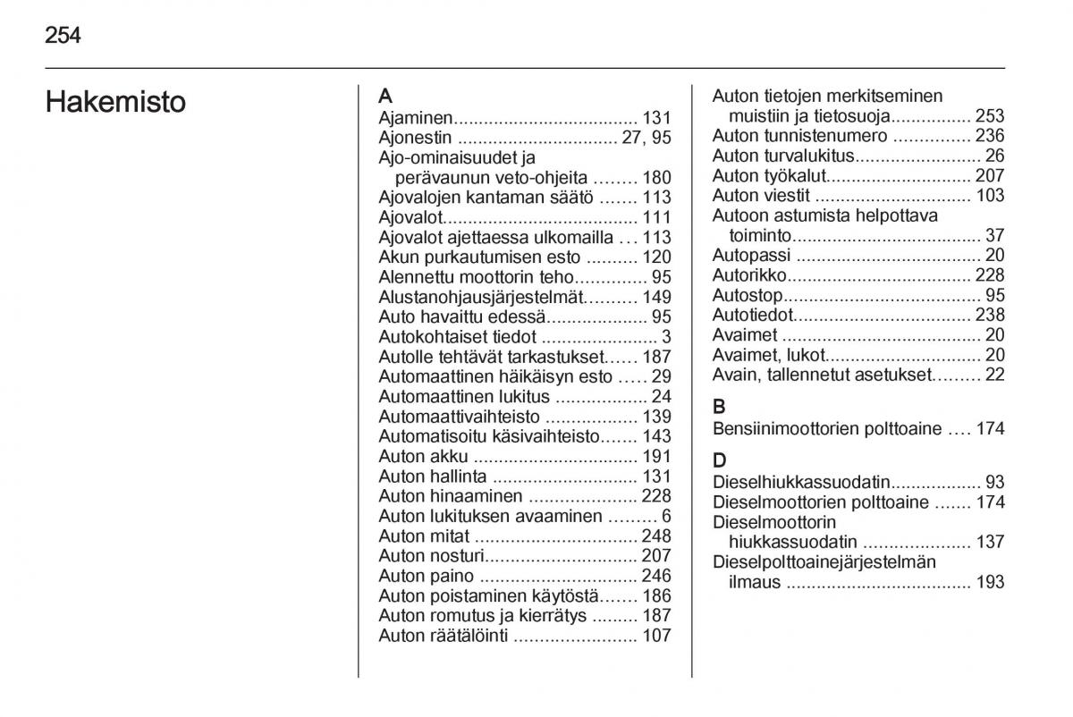 Opel Corsa D omistajan kasikirja / page 256