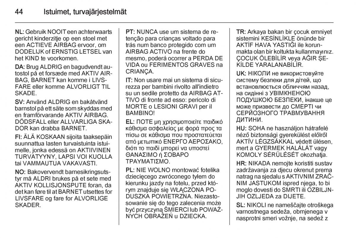 Opel Corsa D omistajan kasikirja / page 46