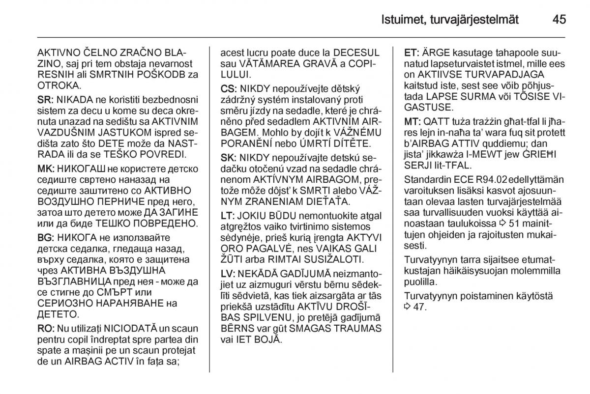 Opel Corsa D omistajan kasikirja / page 47