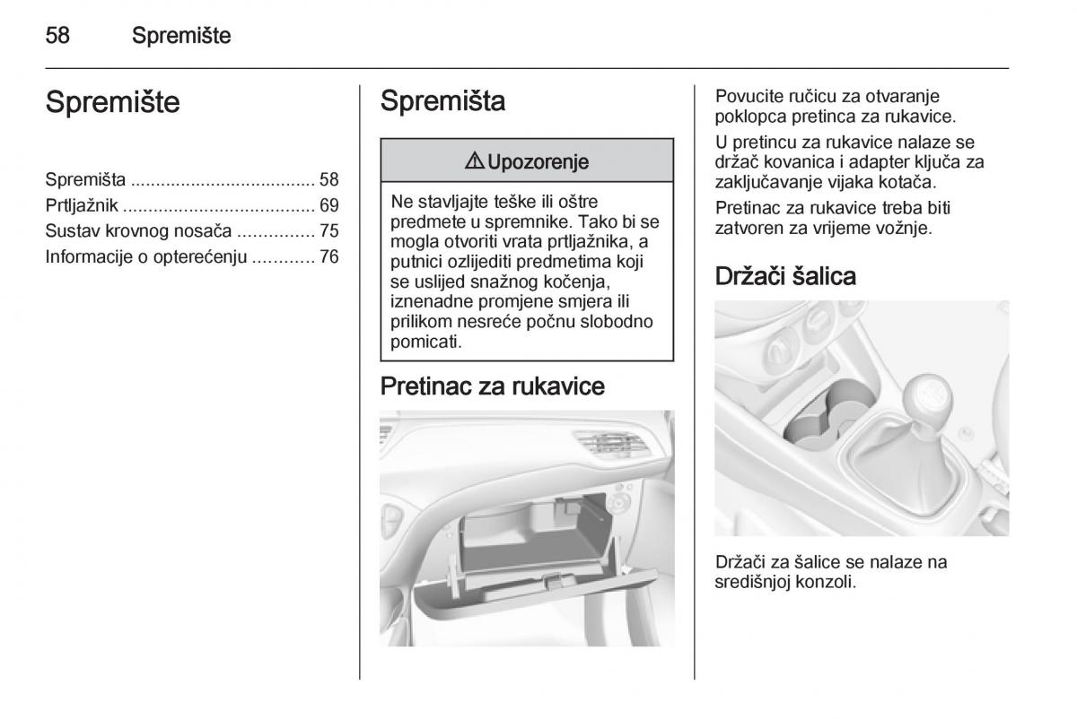 Opel Corsa D vlasnicko uputstvo / page 60