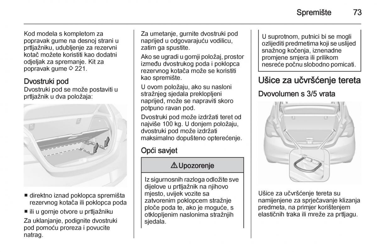 Opel Corsa D vlasnicko uputstvo / page 75