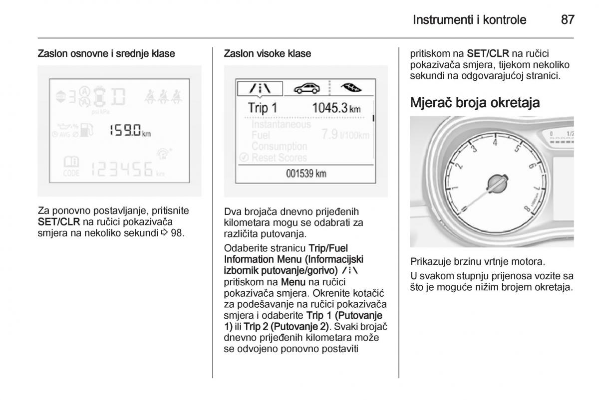 Opel Corsa D vlasnicko uputstvo / page 89