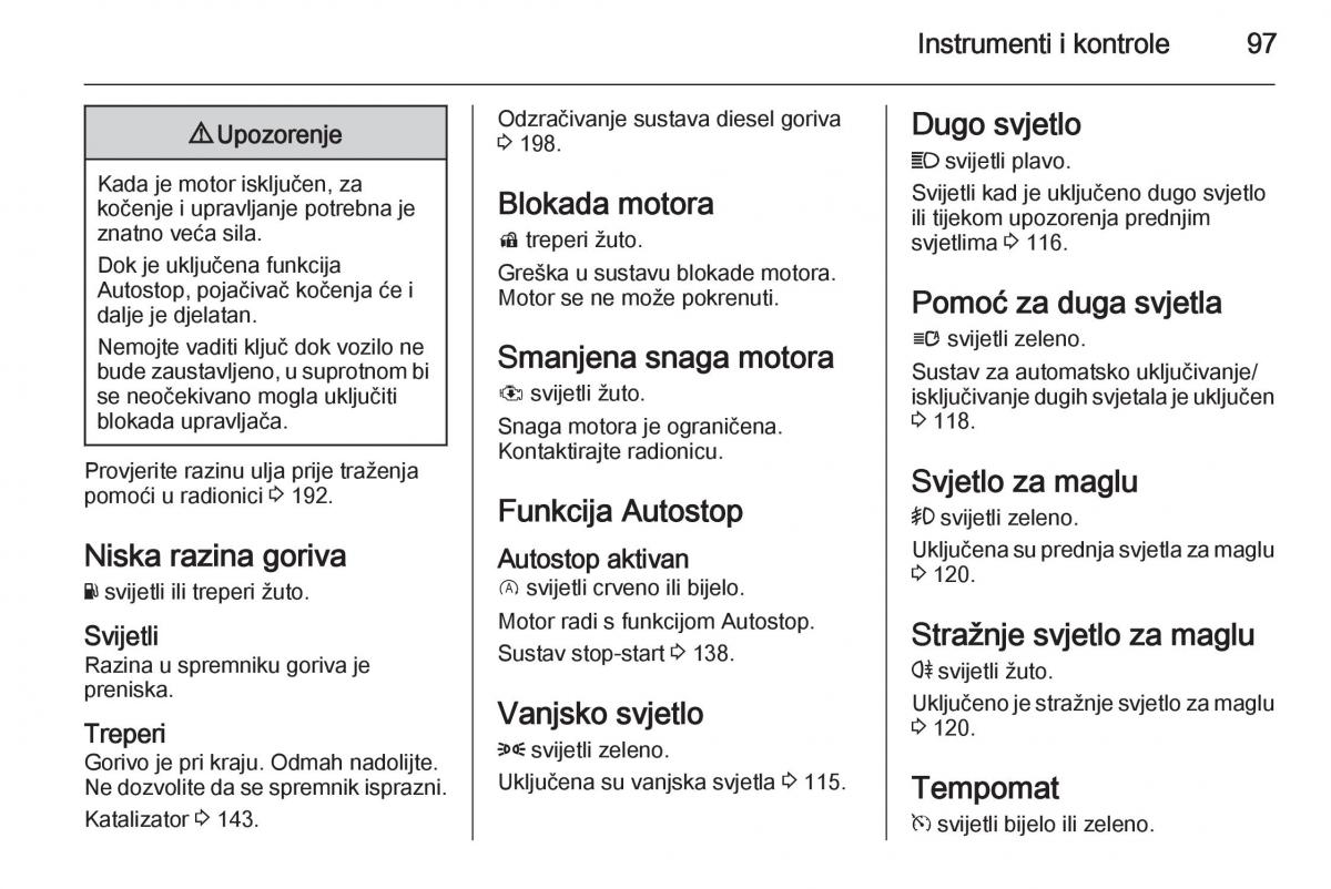 Opel Corsa D vlasnicko uputstvo / page 99