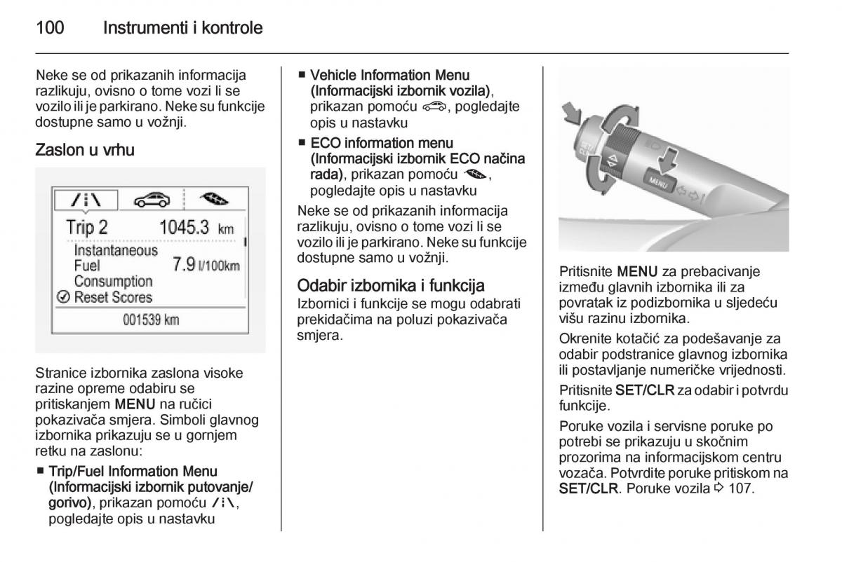 Opel Corsa D vlasnicko uputstvo / page 102