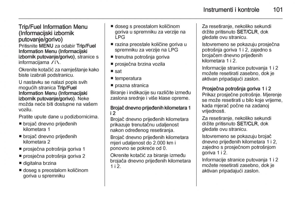 Opel Corsa D vlasnicko uputstvo / page 103