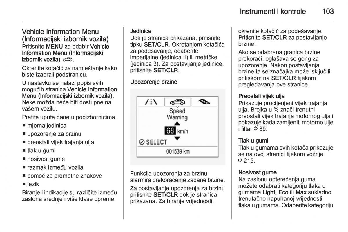 Opel Corsa D vlasnicko uputstvo / page 105