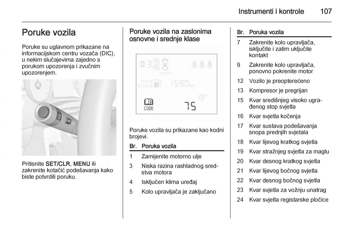 Opel Corsa D vlasnicko uputstvo / page 109