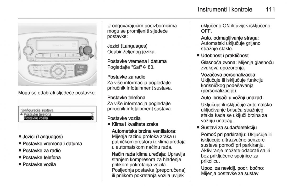 Opel Corsa D vlasnicko uputstvo / page 113