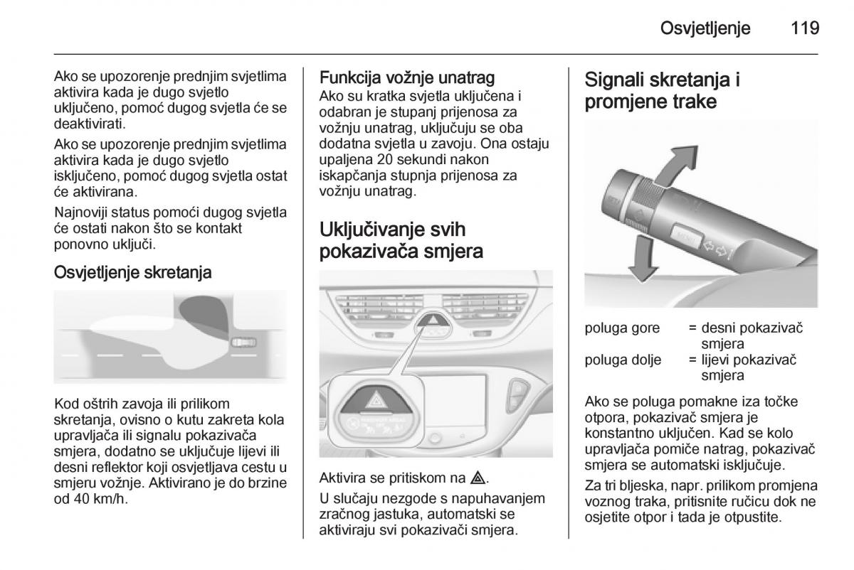 Opel Corsa D vlasnicko uputstvo / page 121