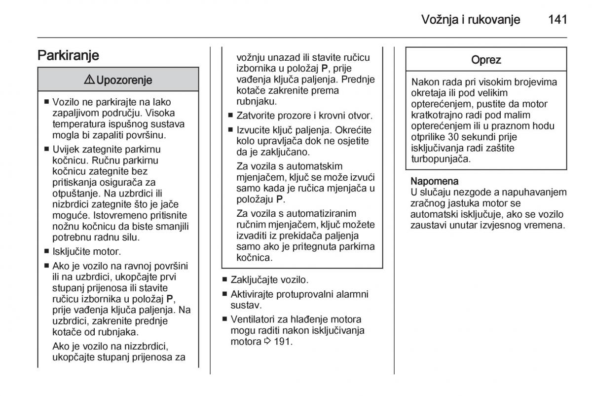 Opel Corsa D vlasnicko uputstvo / page 143