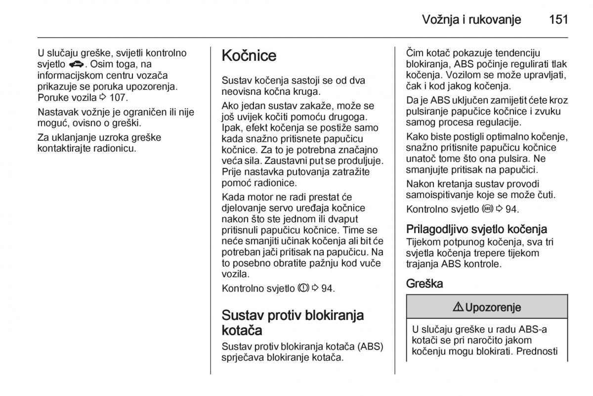 Opel Corsa D vlasnicko uputstvo / page 153