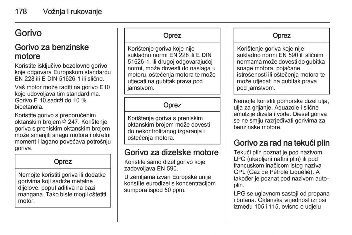 Opel Corsa D vlasnicko uputstvo / page 180