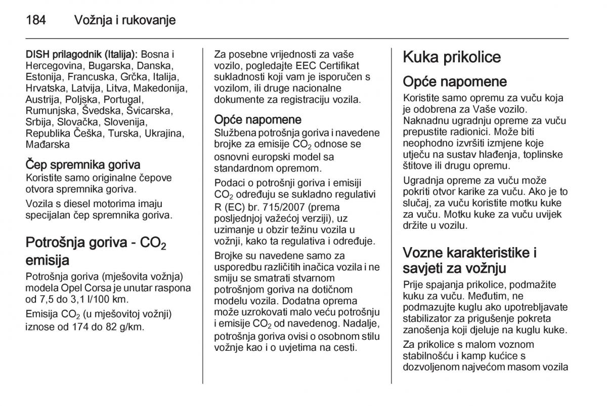 Opel Corsa D vlasnicko uputstvo / page 186