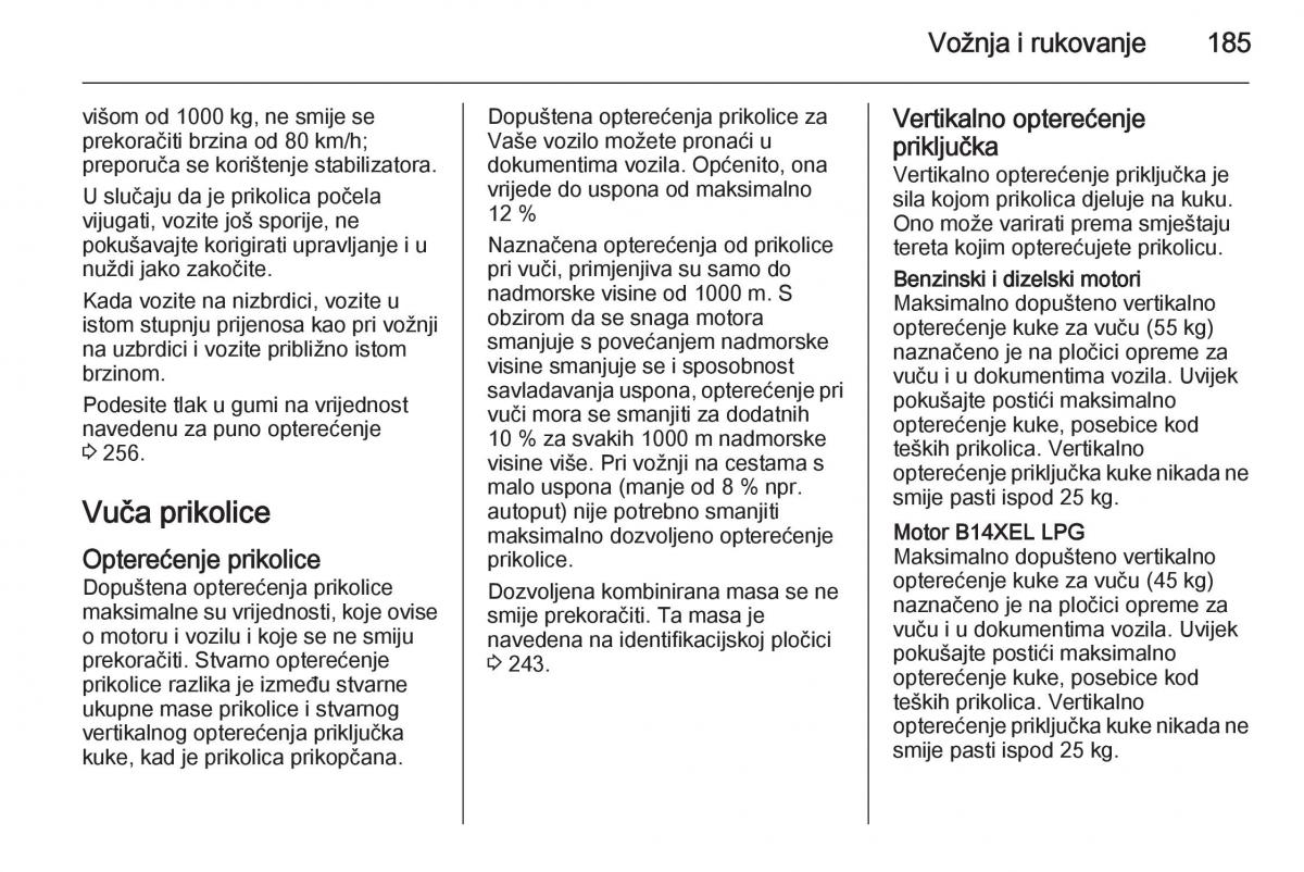 Opel Corsa D vlasnicko uputstvo / page 187