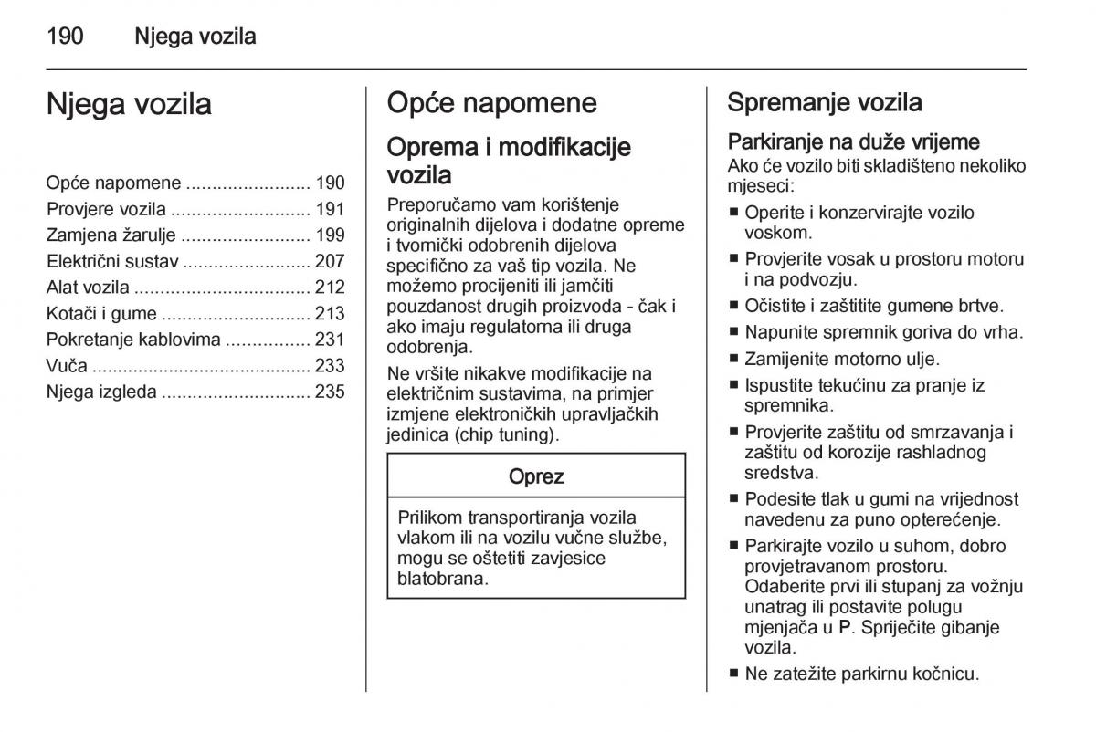 Opel Corsa D vlasnicko uputstvo / page 192