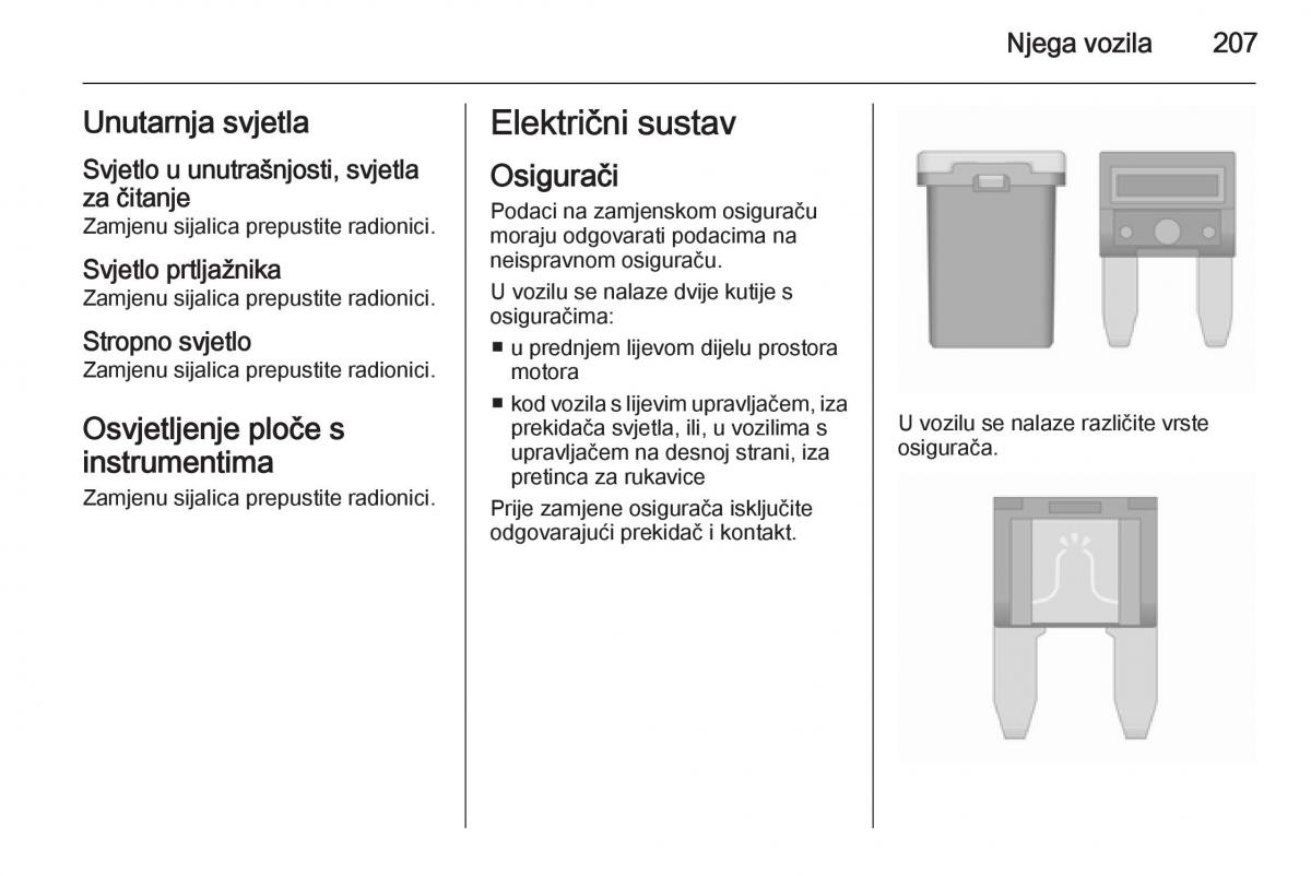 Opel Corsa D vlasnicko uputstvo / page 209