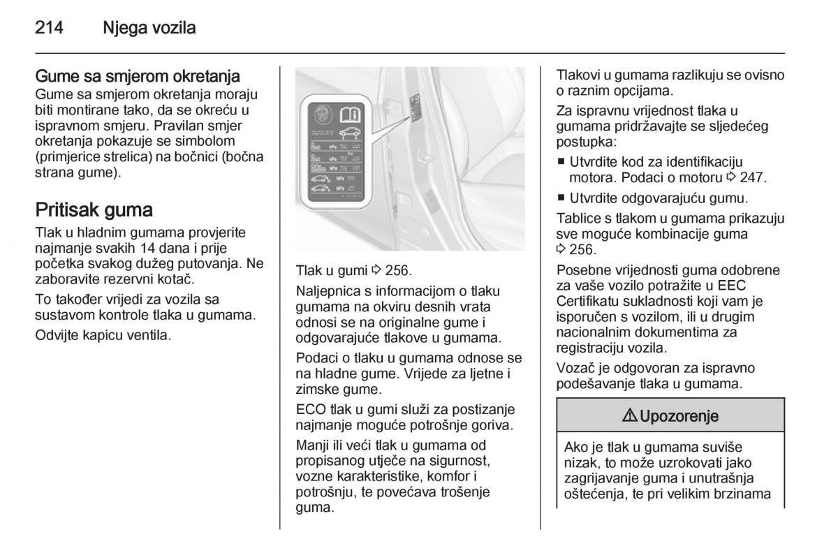 Opel Corsa D vlasnicko uputstvo / page 216