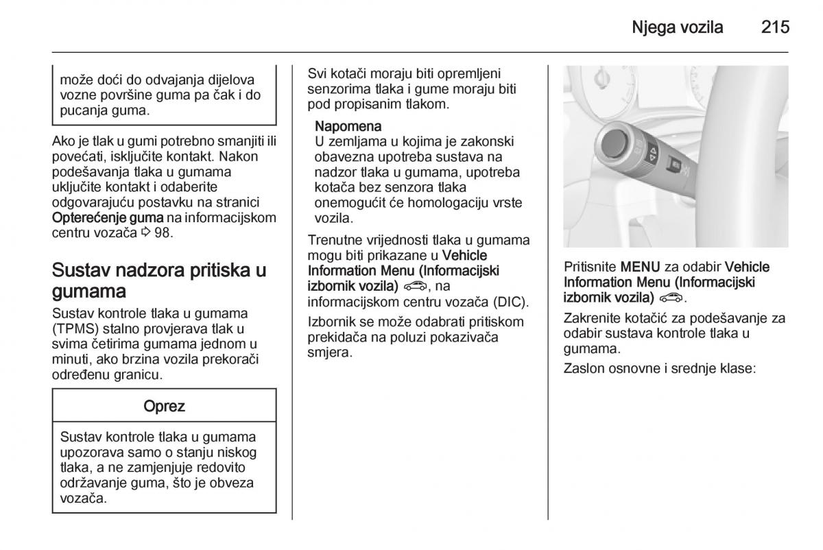 Opel Corsa D vlasnicko uputstvo / page 217