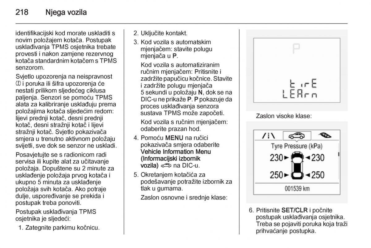 Opel Corsa D vlasnicko uputstvo / page 220