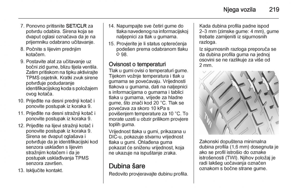 Opel Corsa D vlasnicko uputstvo / page 221