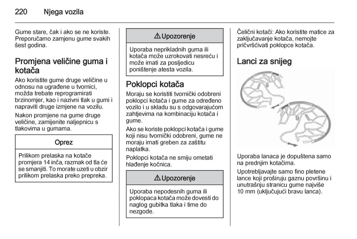 Opel Corsa D vlasnicko uputstvo / page 222